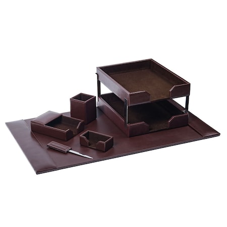 Dacasso Dark Brown Bonded Leather 8-Piece Desk Set DF-3603